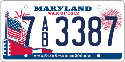 MD license plate 7AB3387