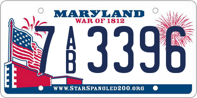 MD license plate 7AB3396