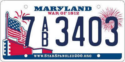 MD license plate 7AB3403
