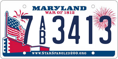 MD license plate 7AB3413