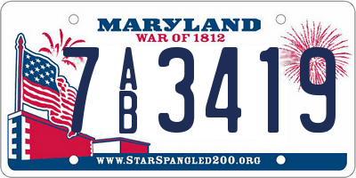 MD license plate 7AB3419