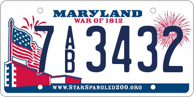 MD license plate 7AB3432