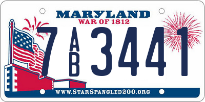 MD license plate 7AB3441