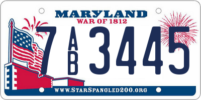MD license plate 7AB3445