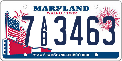 MD license plate 7AB3463