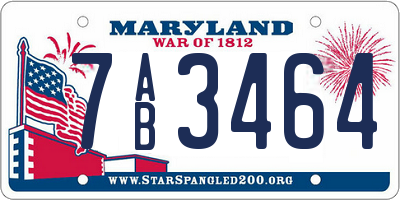 MD license plate 7AB3464