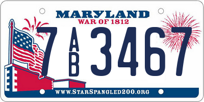 MD license plate 7AB3467