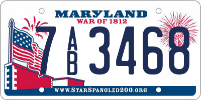 MD license plate 7AB3468