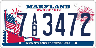 MD license plate 7AB3472