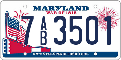 MD license plate 7AB3501