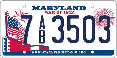 MD license plate 7AB3503