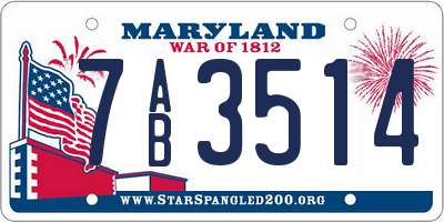 MD license plate 7AB3514