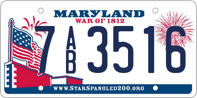 MD license plate 7AB3516