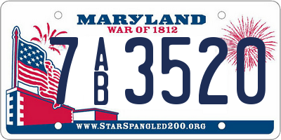 MD license plate 7AB3520
