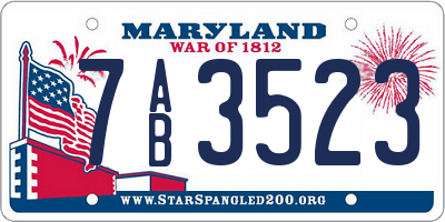 MD license plate 7AB3523