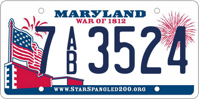 MD license plate 7AB3524