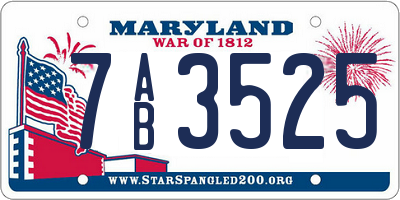 MD license plate 7AB3525