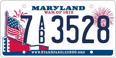 MD license plate 7AB3528