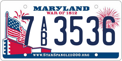 MD license plate 7AB3536
