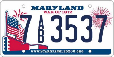 MD license plate 7AB3537