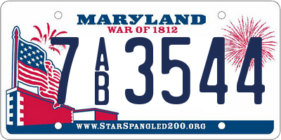 MD license plate 7AB3544