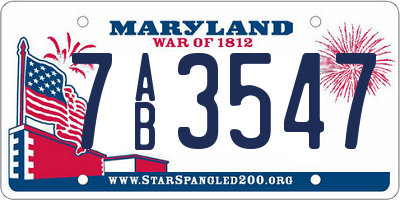 MD license plate 7AB3547