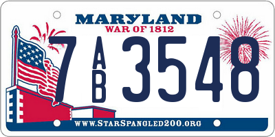 MD license plate 7AB3548