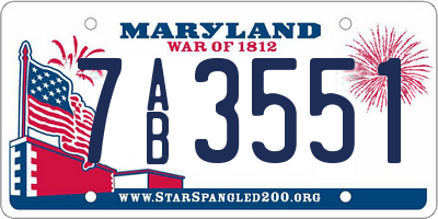 MD license plate 7AB3551