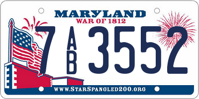 MD license plate 7AB3552