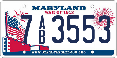 MD license plate 7AB3553