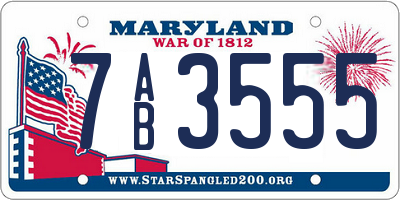 MD license plate 7AB3555