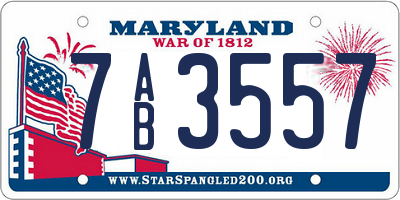 MD license plate 7AB3557