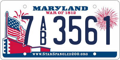 MD license plate 7AB3561