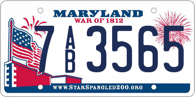 MD license plate 7AB3565