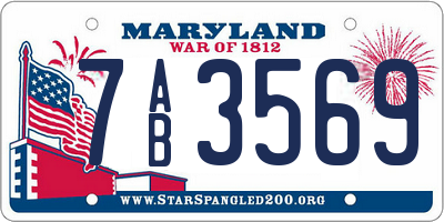 MD license plate 7AB3569