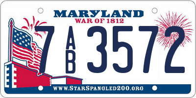 MD license plate 7AB3572