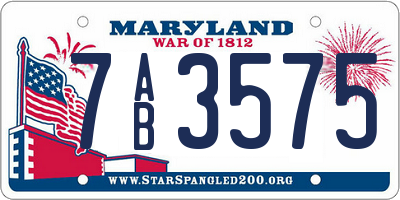 MD license plate 7AB3575