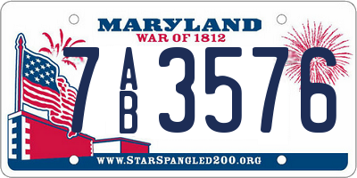 MD license plate 7AB3576