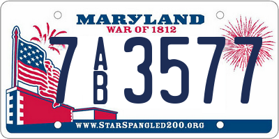 MD license plate 7AB3577