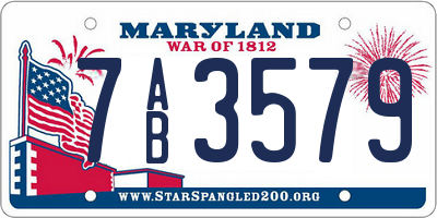 MD license plate 7AB3579