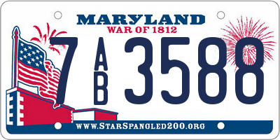 MD license plate 7AB3588