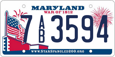 MD license plate 7AB3594