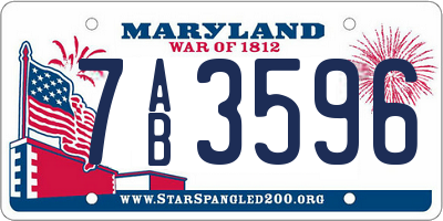MD license plate 7AB3596