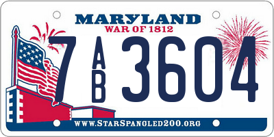 MD license plate 7AB3604