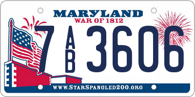 MD license plate 7AB3606