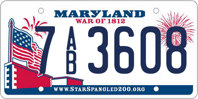 MD license plate 7AB3608