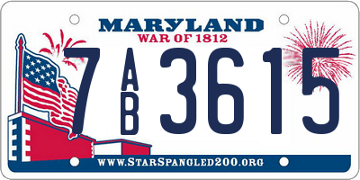 MD license plate 7AB3615