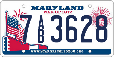 MD license plate 7AB3628