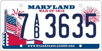 MD license plate 7AB3635