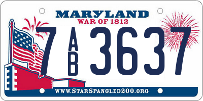 MD license plate 7AB3637